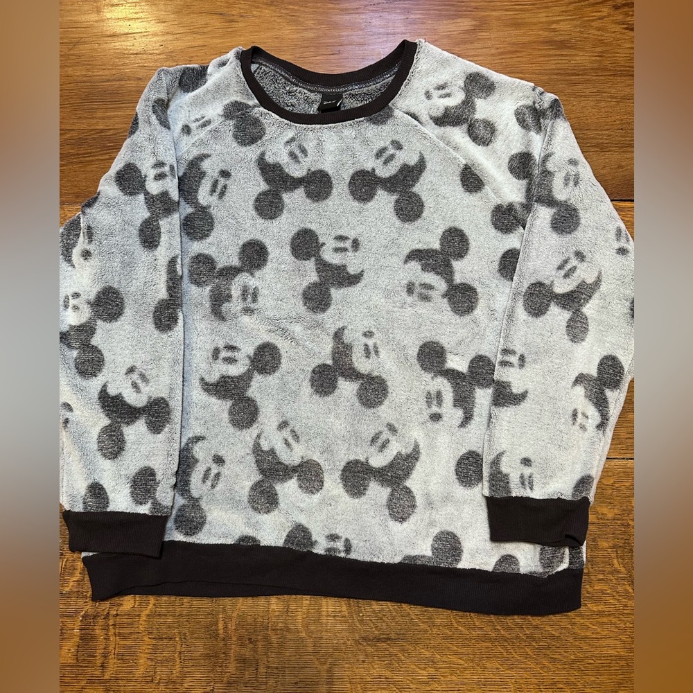 Disney Gray Mickey Mouse Soft Fuzzy  Sweatshirt